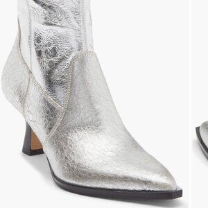 Dolce Vita Silver Distressed mid-calf heeled bootie